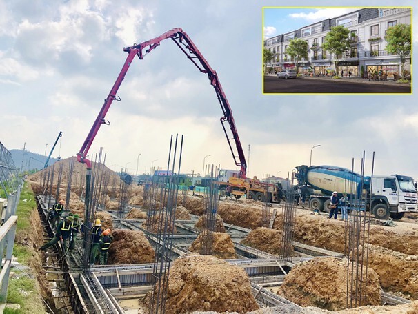 Hiện các căn shophouse đang được thi công phần móng