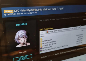 Ảnh chụp màn hình bài đăng rao bán thông tin cá nhân của hàng nghìn người Việt Nam từ tài khoản Ox1337xO. (Nguồn: TechRum).